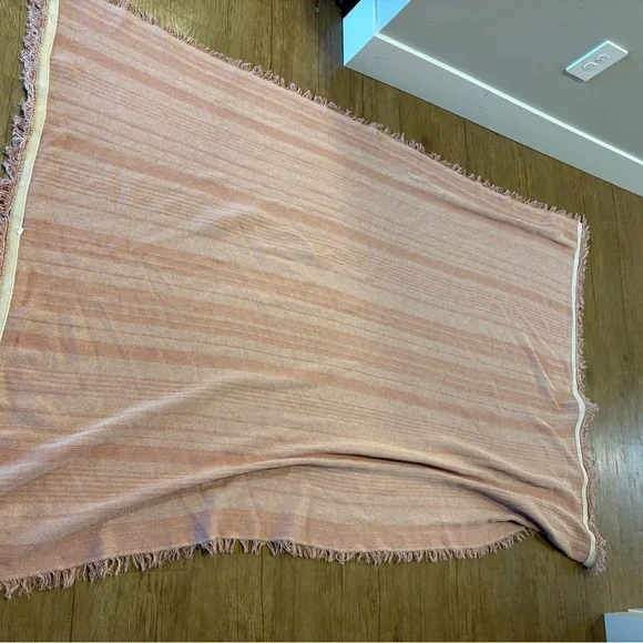 Mainstays Coral and Cream Striped Throw Blanket - Picture 6 of 7